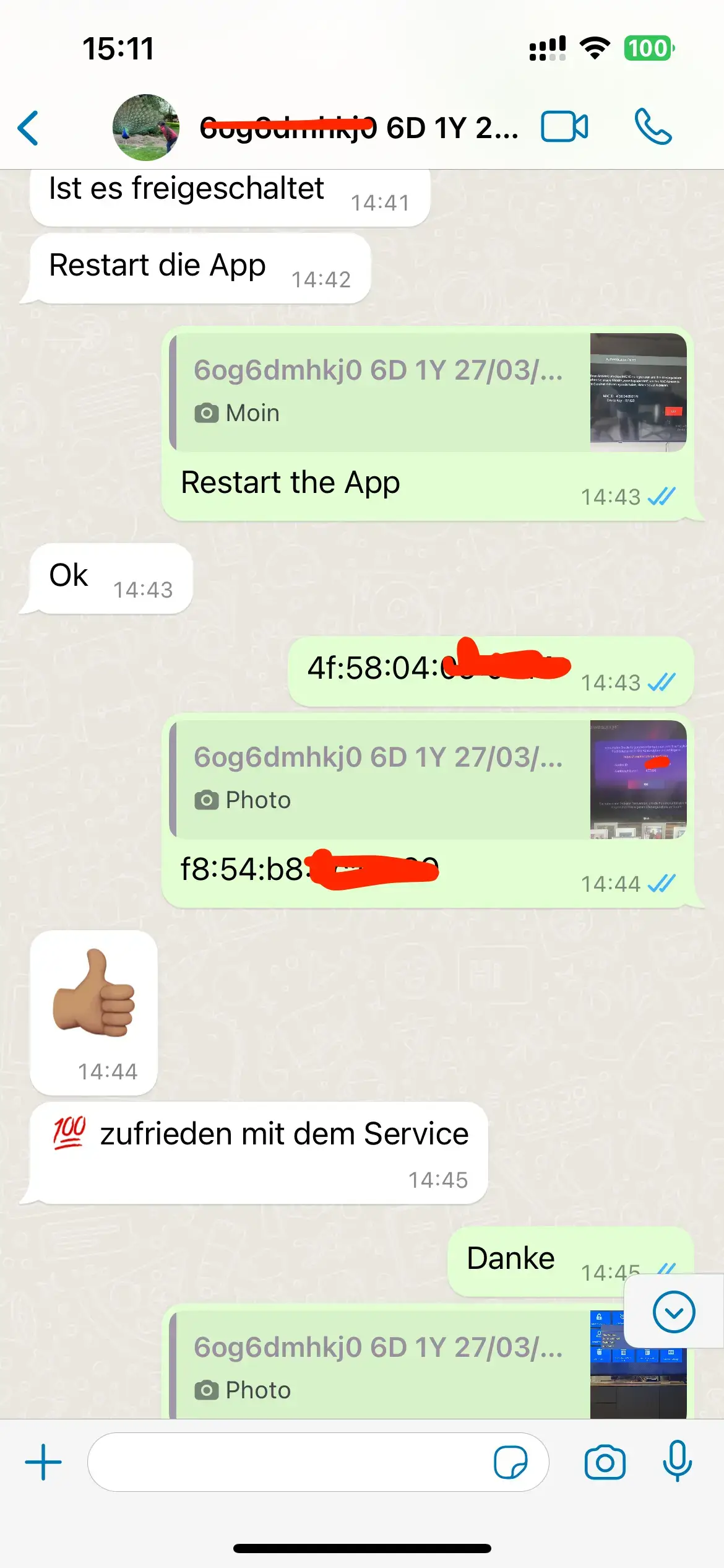 Bewertung eines Kunden über die IPTV-Kompatibilität mit verschiedenen Geräten.